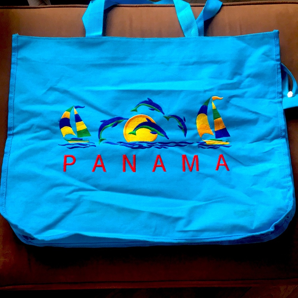 Panama Large Canvas Tote Bag Zipper Closure
